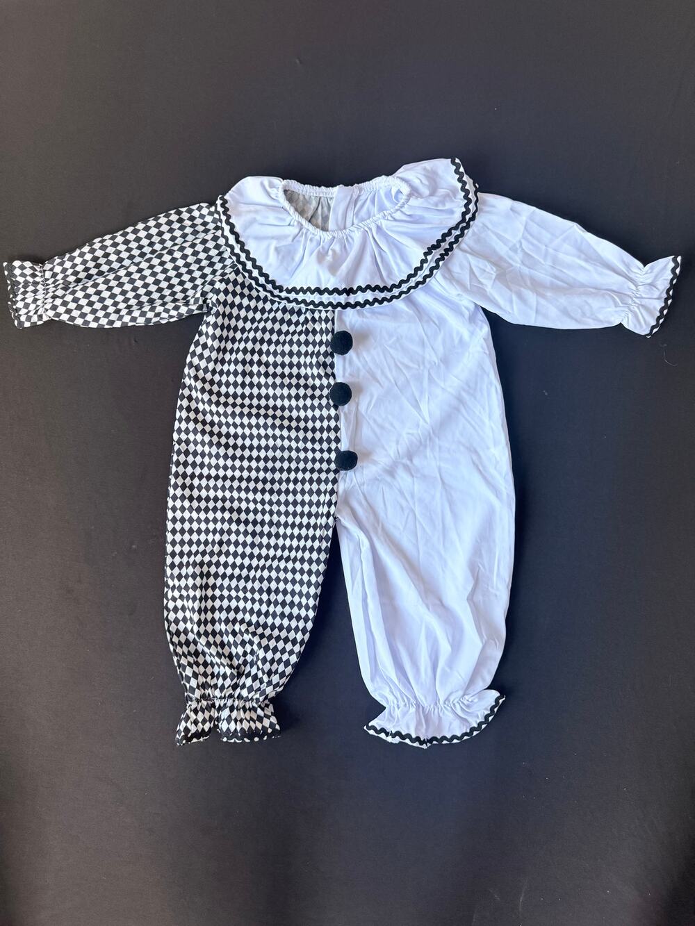 Toddler 18–24M Black & White Pierrot Clown Halloween Costume